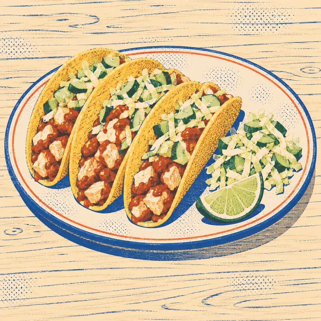 Chicken Tacos with Cabbage-Cucumber Salad