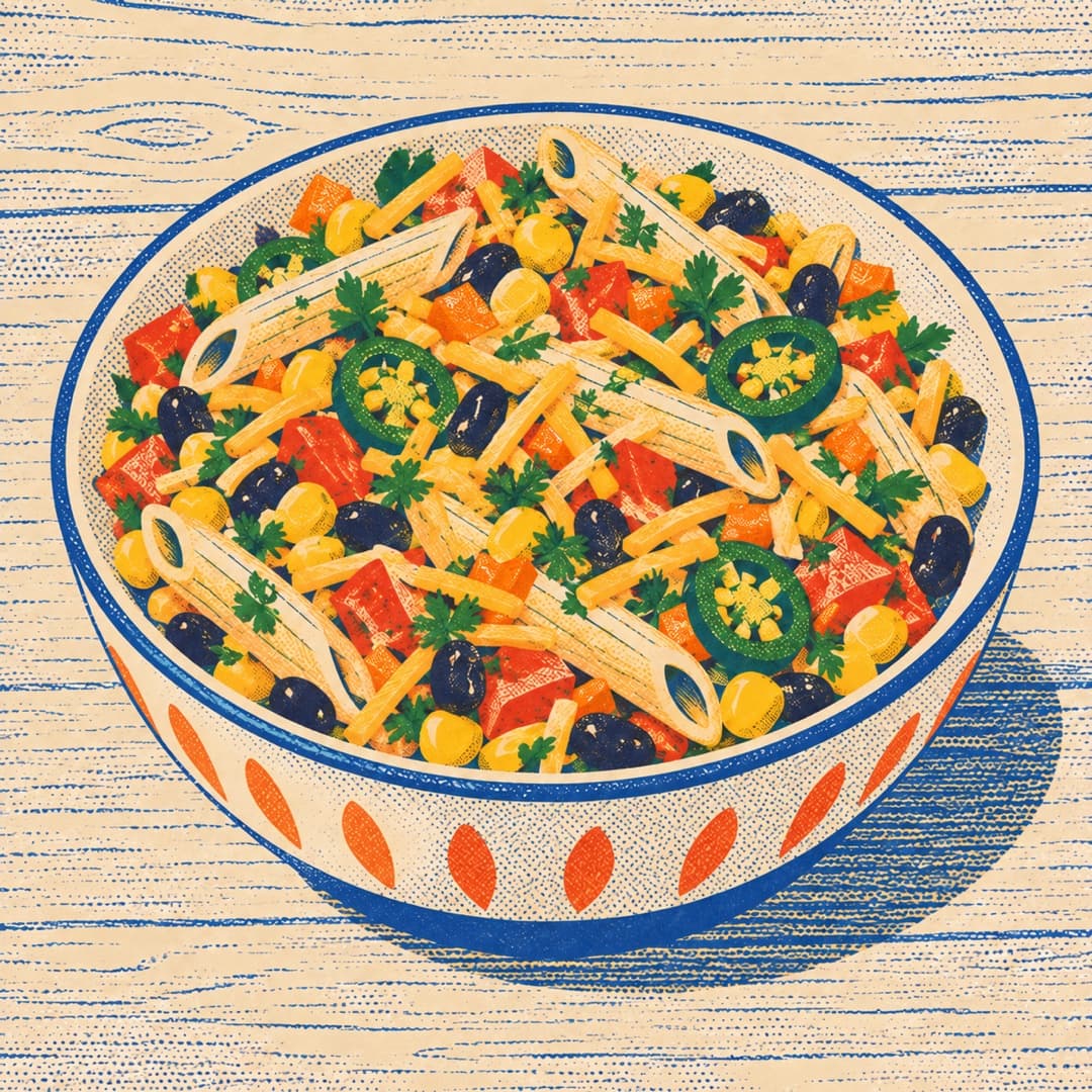 Black Bean, Corn, and Cheddar Penne Salad