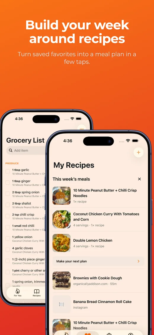 A week in the Heated meal plan filled with saved recipes